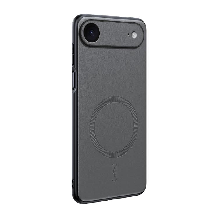 For iPhone Air Plain Leather MagSafe Shockproof Phone Case(Gray)