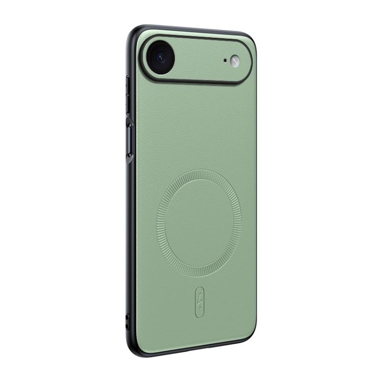For iPhone Air Plain Leather MagSafe Shockproof Phone Case(Green)