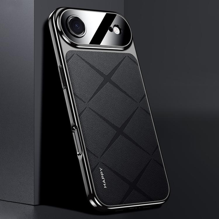 For iPhone Air Plain Leather PC Phone Case(Black)
