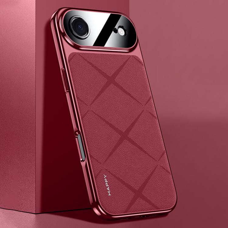 For iPhone Air Plain Leather PC Phone Case(Wine Red)