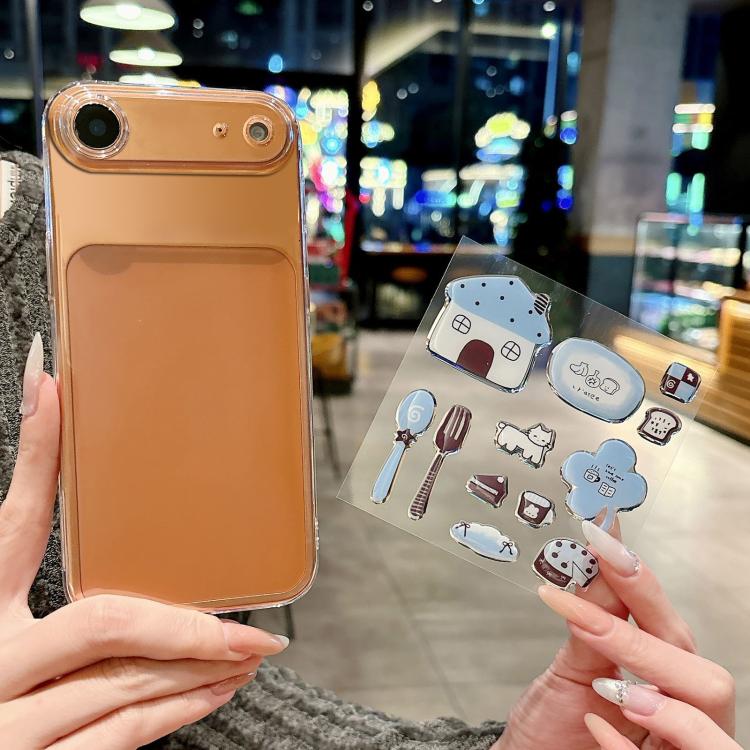 For iPhone Air Precise Hole Shockproof Clear PC Phone Case with Resin Sticker(Blue Four Leaf Clover)