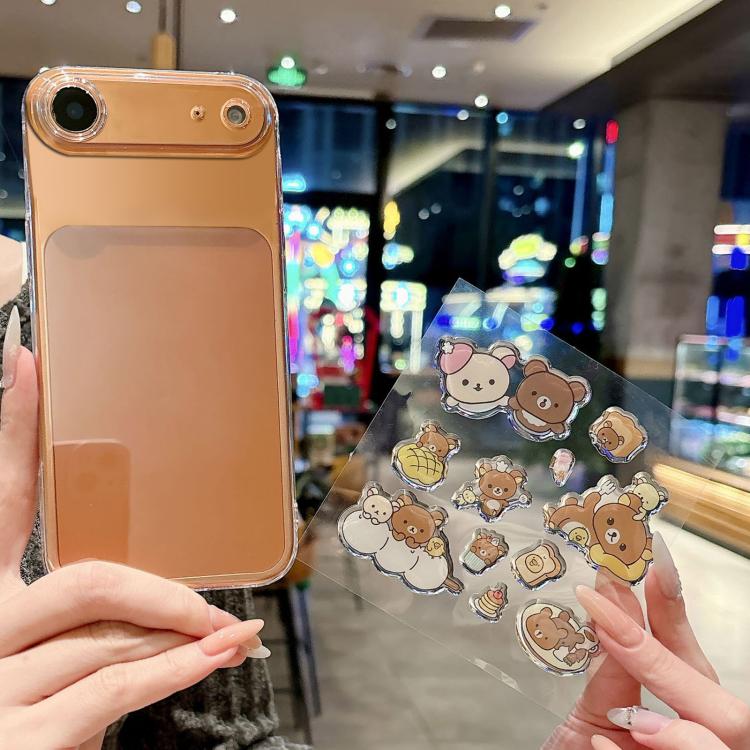 For iPhone Air Precise Hole Shockproof Clear PC Phone Case with Resin Sticker(Bread Brown Bear)