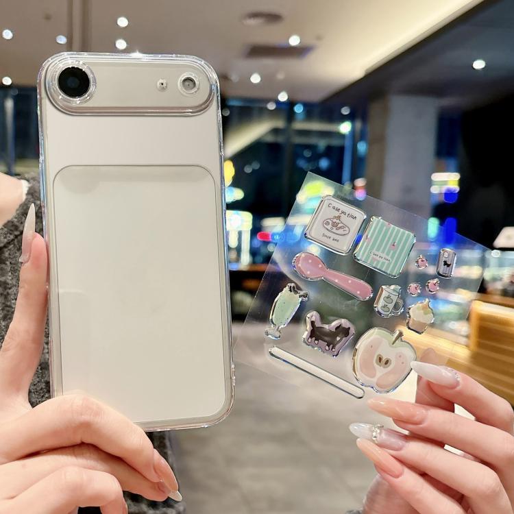 For iPhone Air Precise Hole Shockproof Clear PC Phone Case with Resin Sticker(Green Apple)