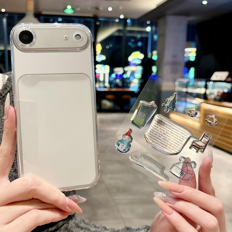 For iPhone Air Precise Hole Shockproof Clear PC Phone Case with Resin Sticker(Snowman)