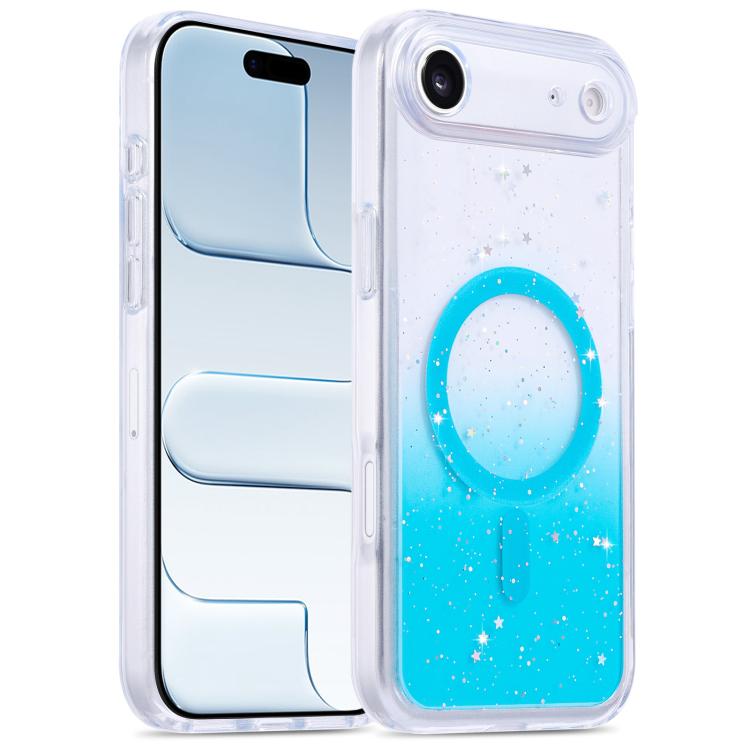 For iPhone Air Precise Hole Shockproof Gradient Epoxy Magnetic Phone Case(Blue)