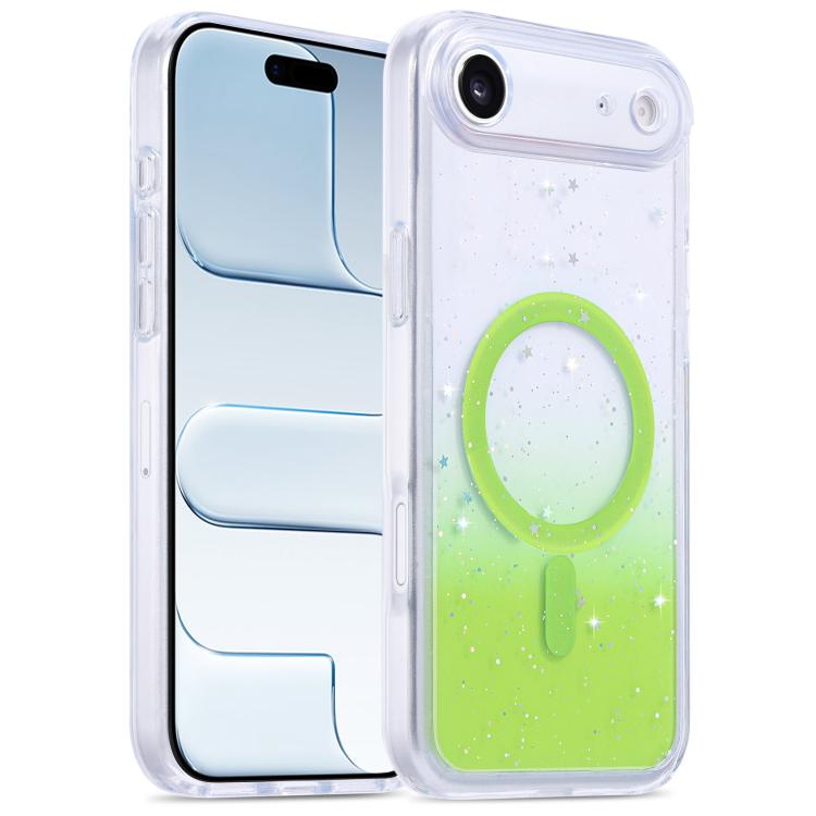 For iPhone Air Precise Hole Shockproof Gradient Epoxy Magnetic Phone Case(Green)