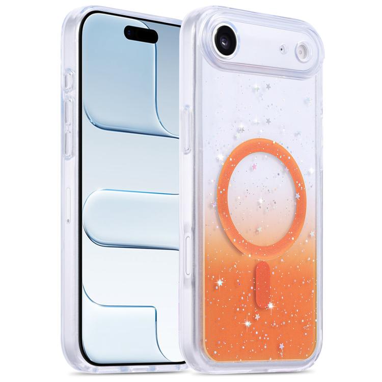 For iPhone Air Precise Hole Shockproof Gradient Epoxy Magnetic Phone Case(Orange)