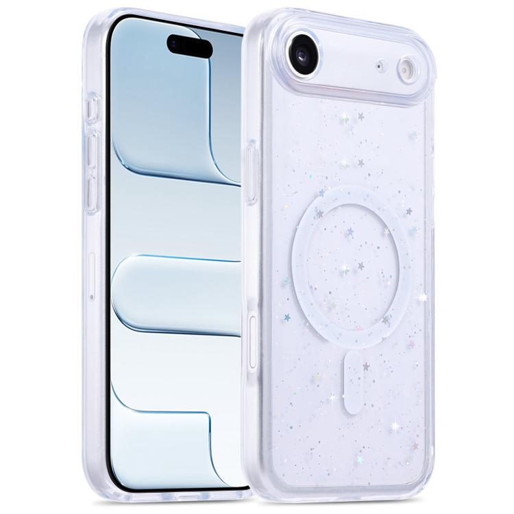 For iPhone Air Precise Hole Shockproof Gradient Epoxy Magnetic Phone Case(White)