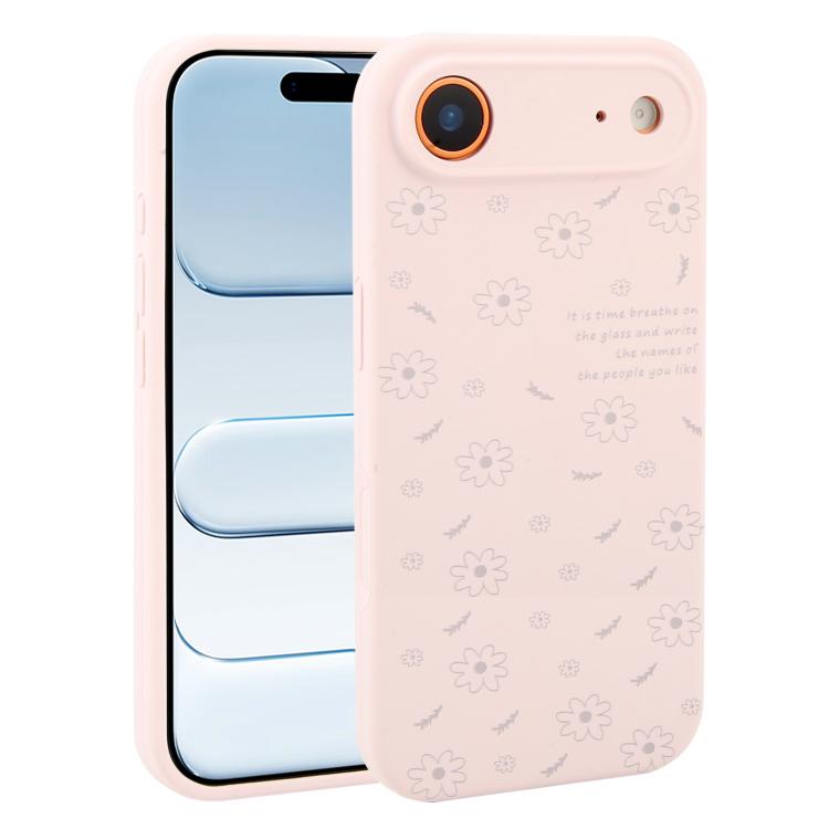 For iPhone Air Precision Hole Daisy Floral Printed Liquid Silicone Phone Case(Dusty Pink)