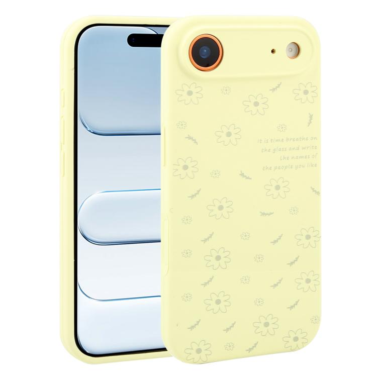 For iPhone Air Precision Hole Daisy Floral Printed Liquid Silicone Phone Case(Milk Yellow)