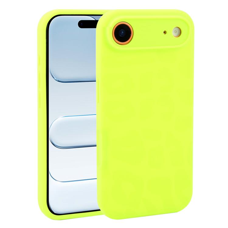 For iPhone Air Precision Hole Leopard Print Liquid Silicone Phone Case(Bright Green)