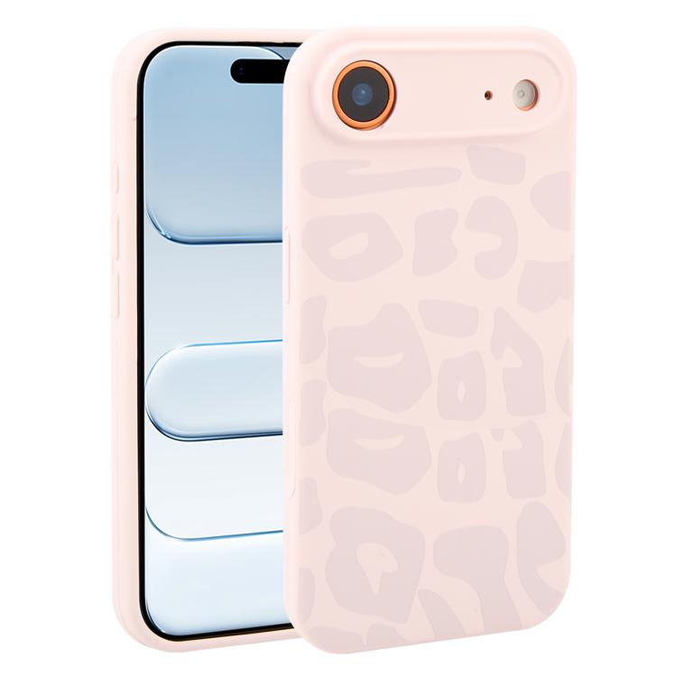 For iPhone Air Precision Hole Leopard Print Liquid Silicone Phone Case(Dusty Pink)