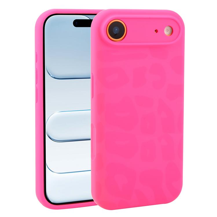 For iPhone Air Precision Hole Leopard Print Liquid Silicone Phone Case(Hot Pink)