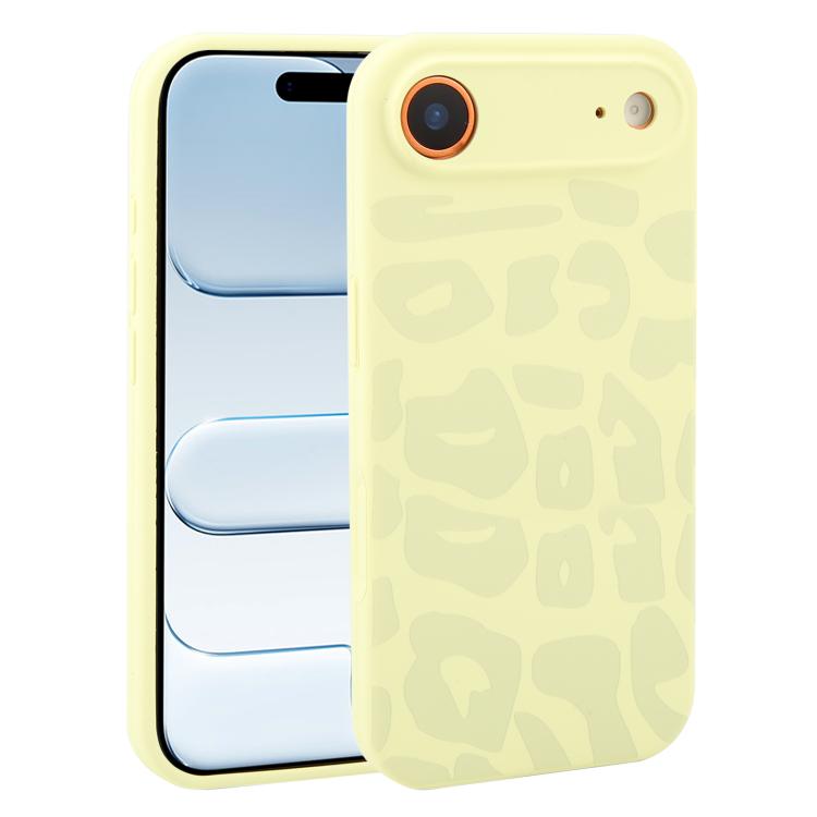 For iPhone Air Precision Hole Leopard Print Liquid Silicone Phone Case(Milk Yellow)