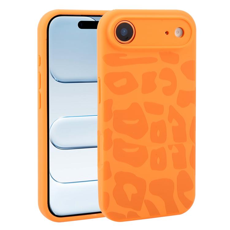 For iPhone Air Precision Hole Leopard Print Liquid Silicone Phone Case(Orange)