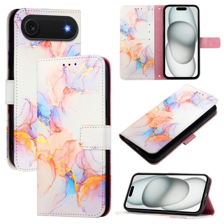 For iPhone Air PT003 Marble Pattern Flip Leather Phone Case(Galaxy Marble White)