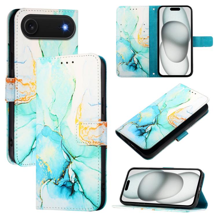 For iPhone Air PT003 Marble Pattern Flip Leather Phone Case(Green)