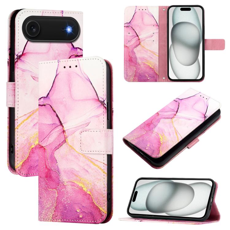 For iPhone Air PT003 Marble Pattern Flip Leather Phone Case(Pink Purple Gold)