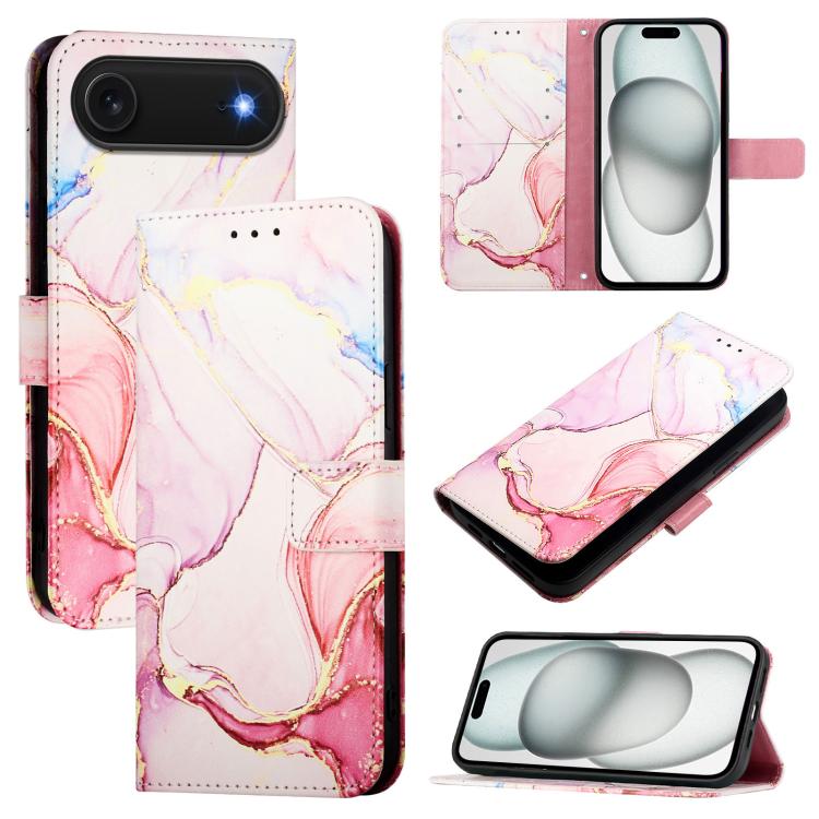 For iPhone Air PT003 Marble Pattern Flip Leather Phone Case(Rose Gold)