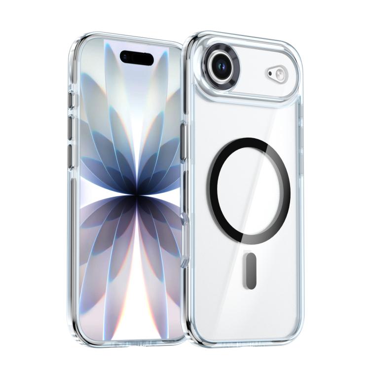 For iPhone Air Qicai Two-color Transparent Magnetic Phone Case(Black)
