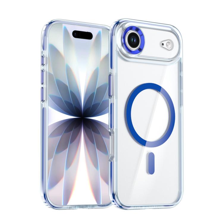 For iPhone Air Qicai Two-color Transparent Magnetic Phone Case(Blue)