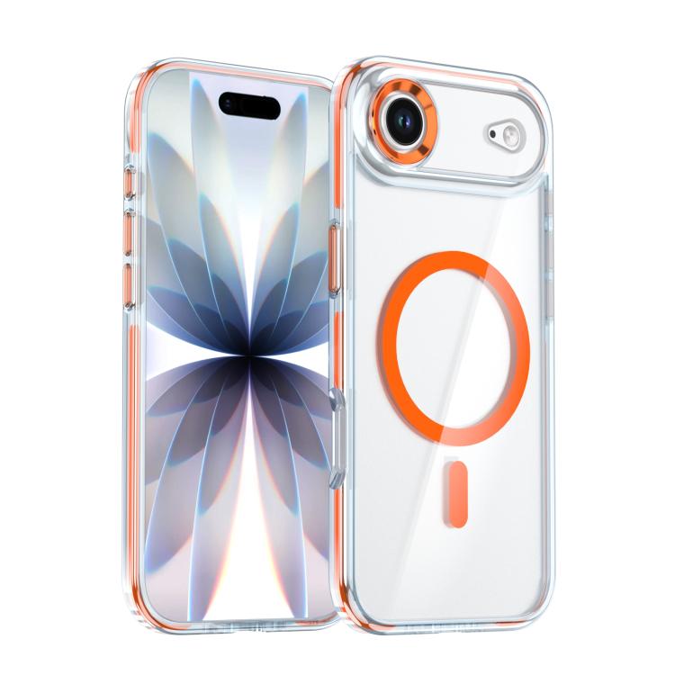 For iPhone Air Qicai Two-color Transparent Magnetic Phone Case(Orange)