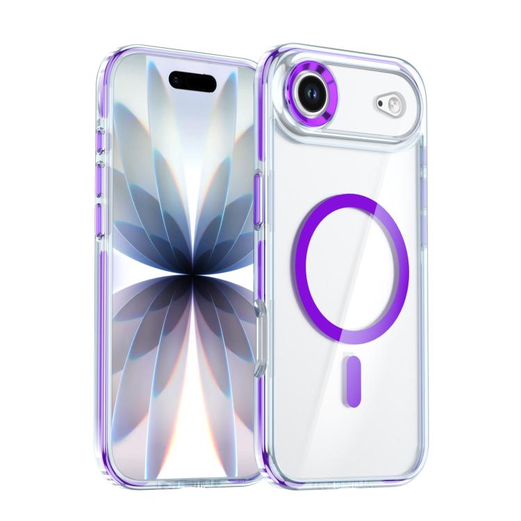 For iPhone Air Qicai Two-color Transparent Magnetic Phone Case(Purple)