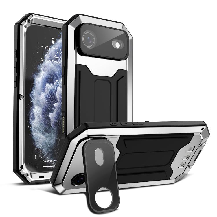 For iPhone Air R-JUST Sliding Camera IP54 Life Waterproof Holder Phone Case(Silver)