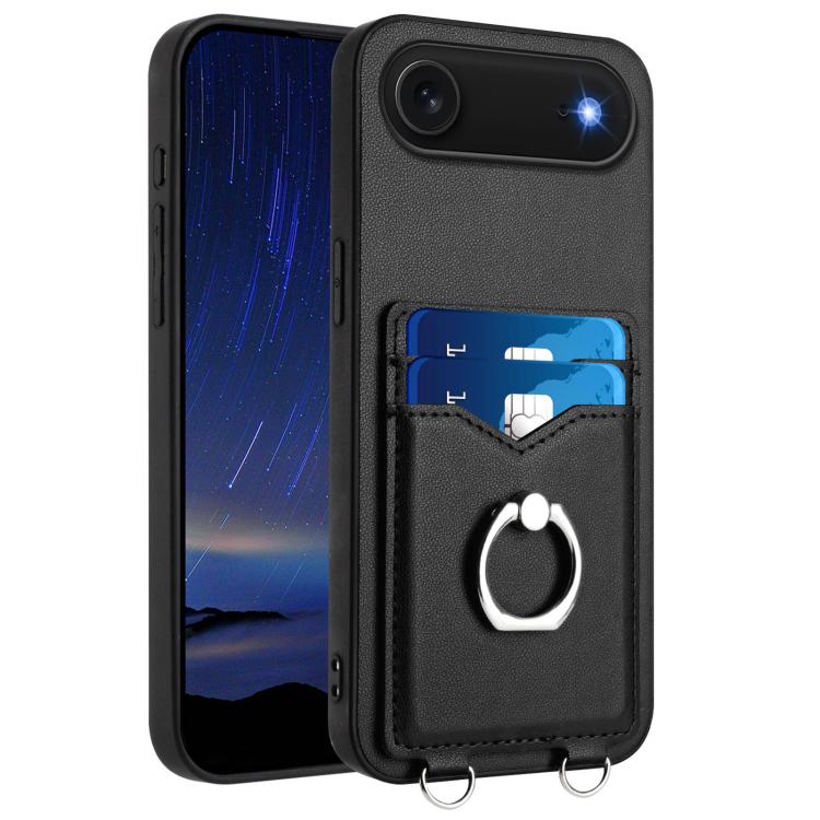 For iPhone Air R20 Ring Card Holder Phone Case(Black)
