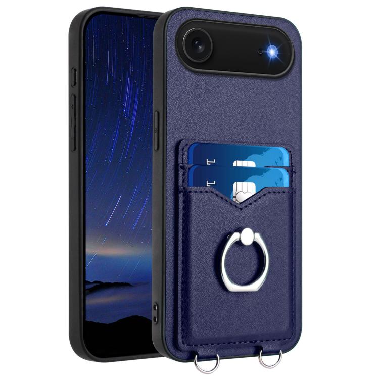 For iPhone Air R20 Ring Card Holder Phone Case(Blue)
