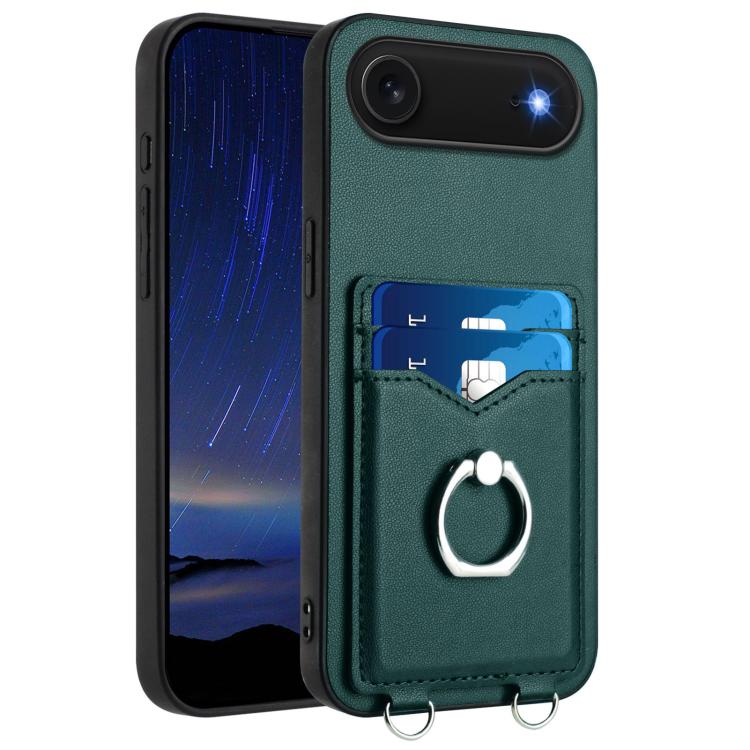 For iPhone Air R20 Ring Card Holder Phone Case(Green)