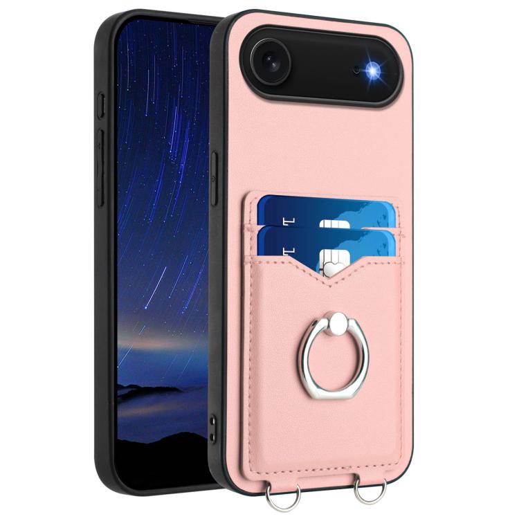 For iPhone Air R20 Ring Card Holder Phone Case(Pink)