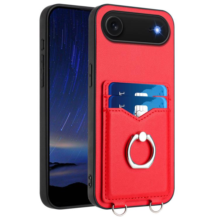 For iPhone Air R20 Ring Card Holder Phone Case(Red)