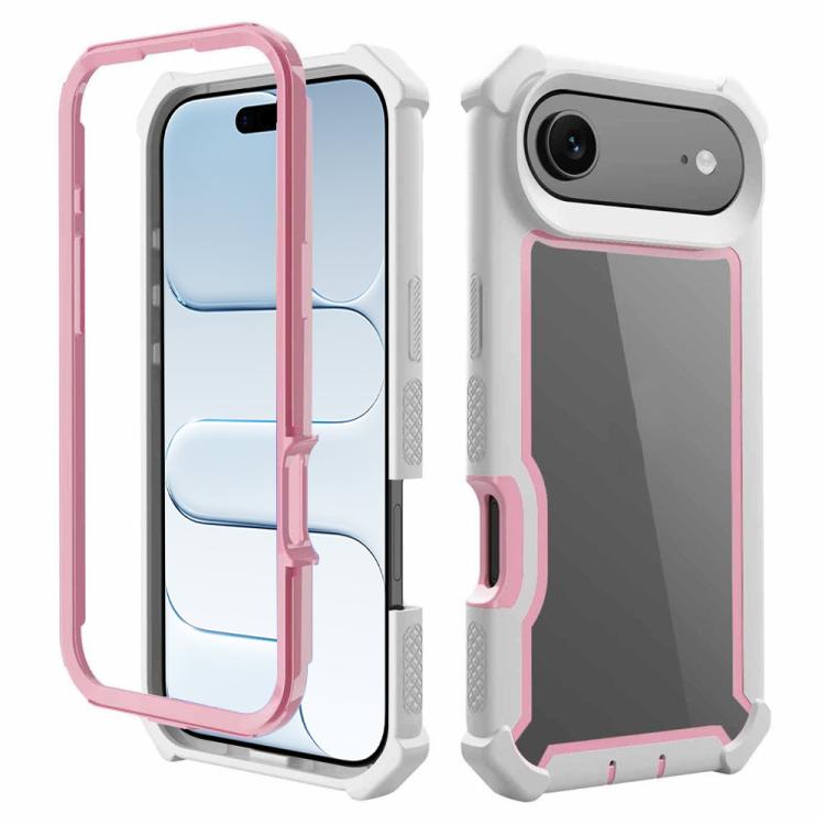 For iPhone Air Reinforced Corner Design TPU + PC Shockproof Phone Case(Pink White)