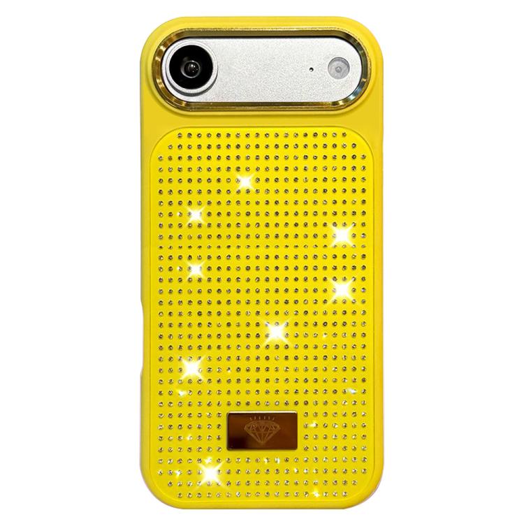 For iPhone Air Resin Rhinestones Metal Emblem TPU + PC Shockproof Phone Case(Green)