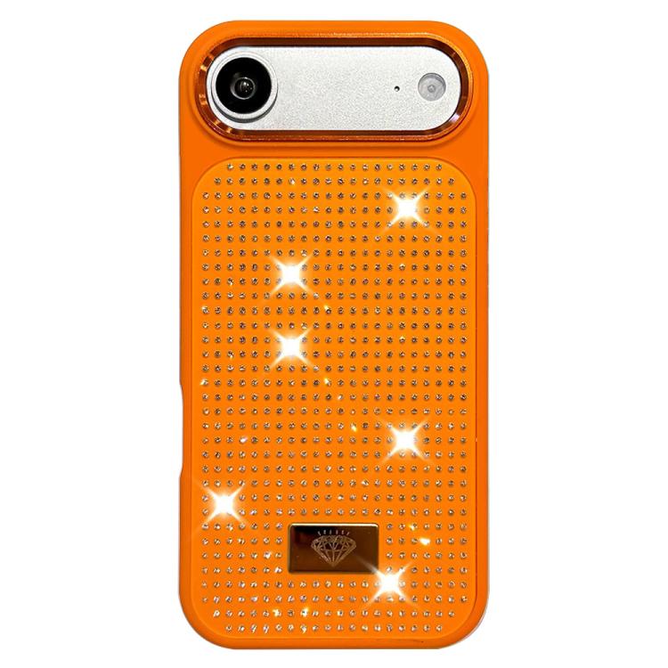 For iPhone Air Resin Rhinestones Metal Emblem TPU + PC Shockproof Phone Case(Orange)