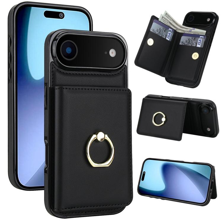 For iPhone Air RFID Anti-theft Card Ring Holder Phone Case(Black)