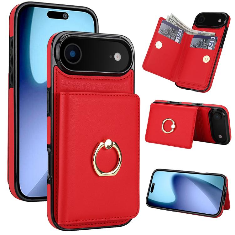 For iPhone Air RFID Anti-theft Card Ring Holder Phone Case(Red)