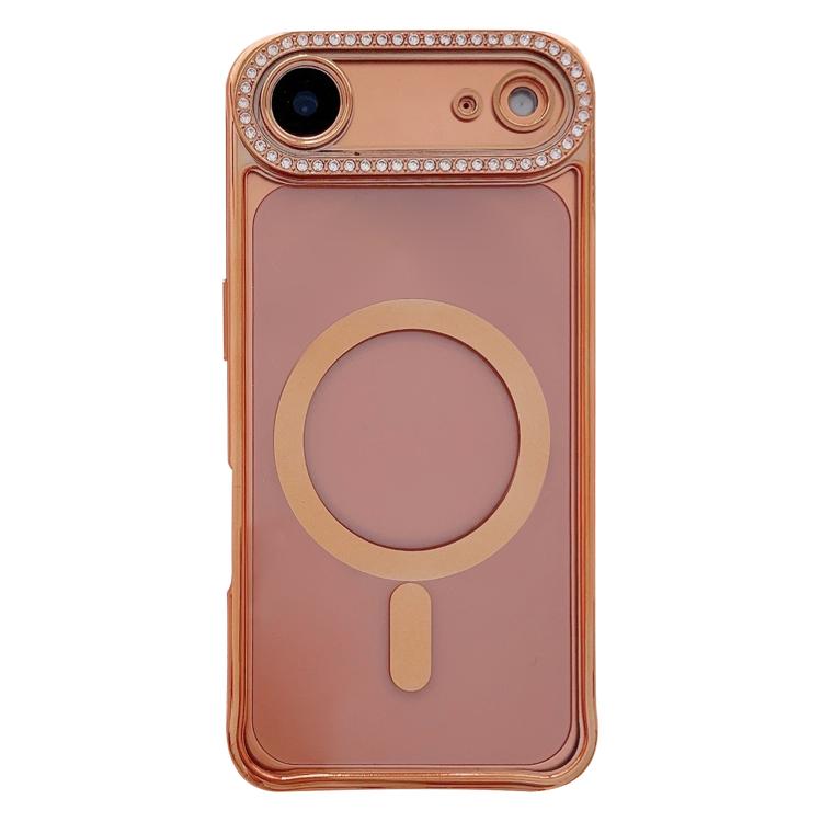 For iPhone Air Rhinestone Clear Acrylic Electroplated Magnetic Phone Case(Orange)