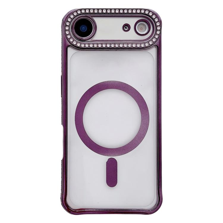 For iPhone Air Rhinestone Clear Acrylic Electroplated Magnetic Phone Case(Purple)