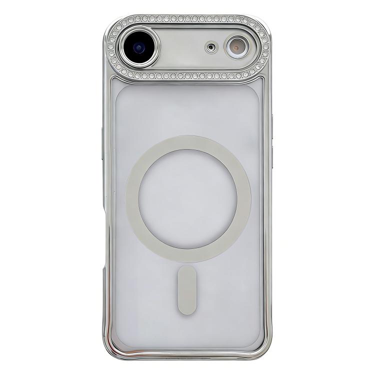 For iPhone Air Rhinestone Clear Acrylic Electroplated Magnetic Phone Case(Silver)