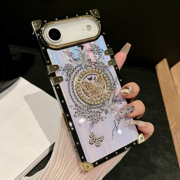 For iPhone Air Rhinestone Decor Butterfly Pattern TPU + PC Phone Case(Purple)