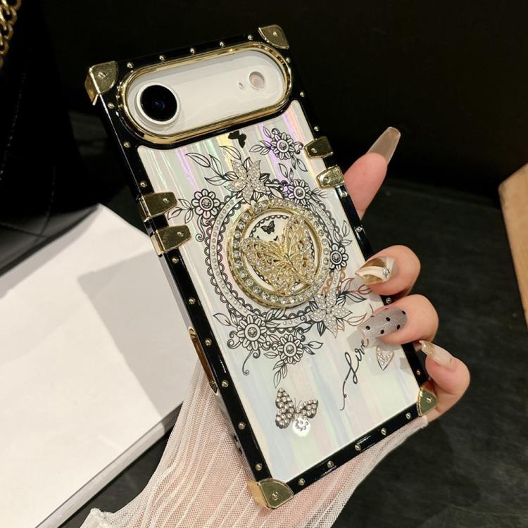 For iPhone Air Rhinestone Decor Butterfly Pattern TPU + PC Phone Case(White)