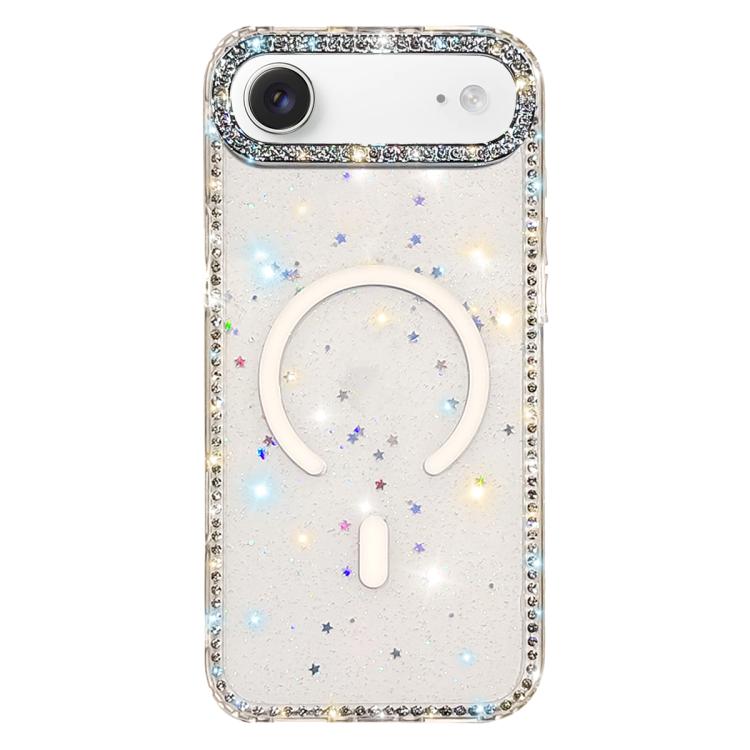For iPhone Air Rhinestone Dual-side IMD PC Hybrid TPU Magnetic Phone Case(Glitter Stars)