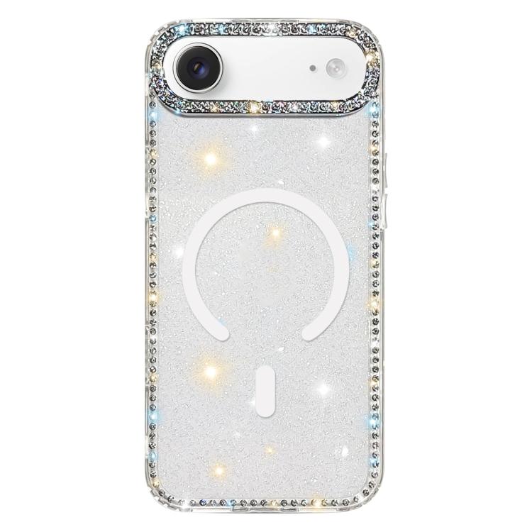 For iPhone Air Rhinestone Dual-side IMD PC Hybrid TPU Magnetic Phone Case(Glitter Transparent)