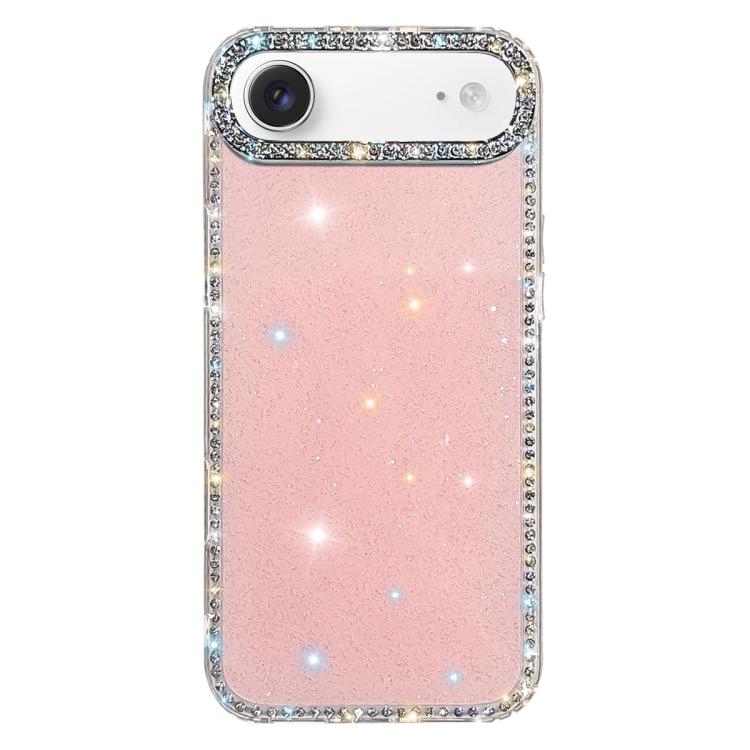 For iPhone Air Rhinestone Dual-side IMD PC Hybrid TPU Phone Case(Glitter Light Pink)