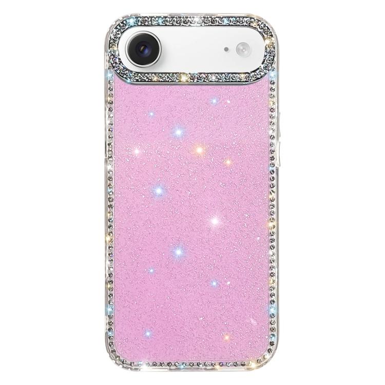 For iPhone Air Rhinestone Dual-side IMD PC Hybrid TPU Phone Case(Glitter Light Purple)