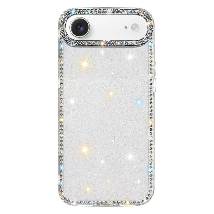 For iPhone Air Rhinestone Dual-side IMD PC Hybrid TPU Phone Case(Glitter Transparent)