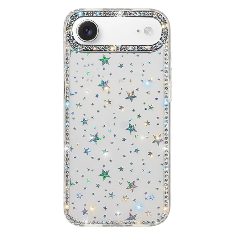 For iPhone Air Rhinestone Dual-side IMD PC Hybrid TPU Phone Case(Stars Transparent)