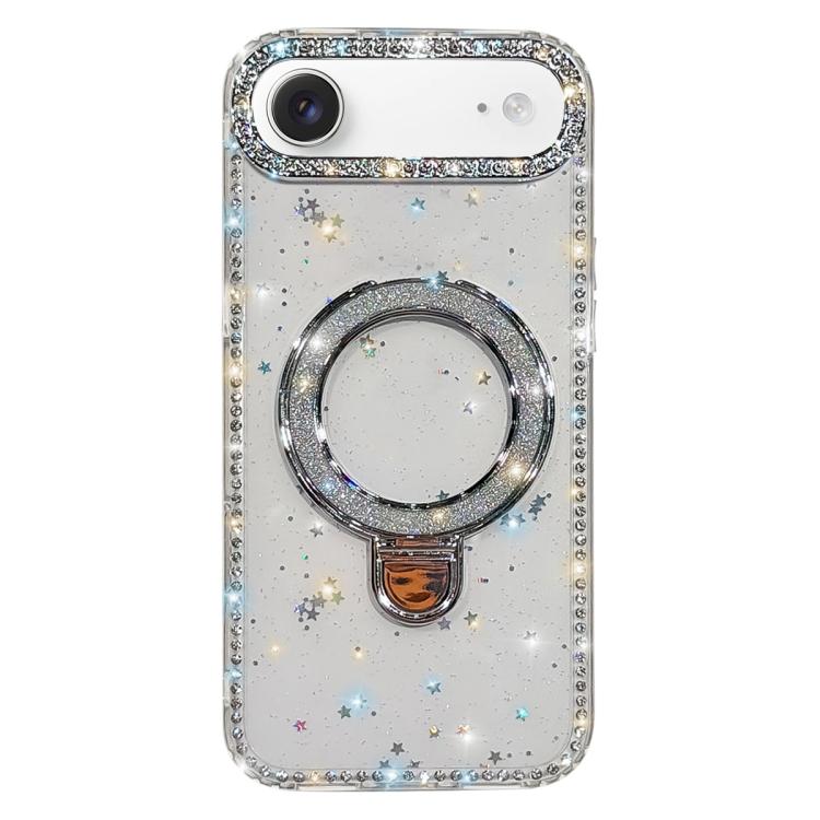 For iPhone Air Rhinestone Glitter Kickstand Dual-side IMD Phone Case(Glitter Stars)